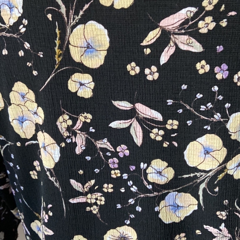 LC Lauren Conrad Ruched Fit & Flare Dress Floral Black Casual Travel Plus Size - Picture 3 of 6